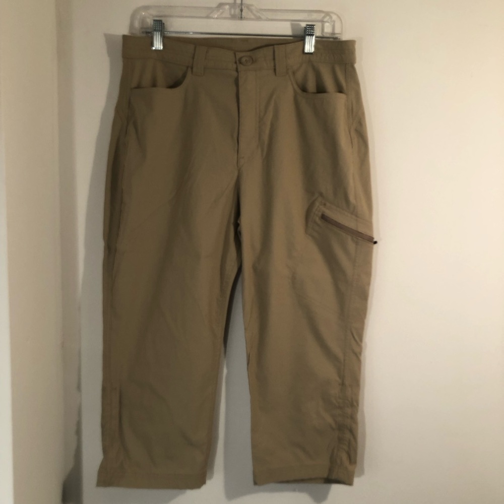 Eddie Bauer Rainier Capri Pants Womens 14  Beige Bottom Inner Drawstring